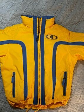 Obermeyer Vintage Yellow Ski Jacket with Blue Logo Patch